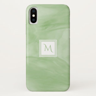 シンプル薄い緑の繊細な大理石モノグラモダンム iPhone X ケース