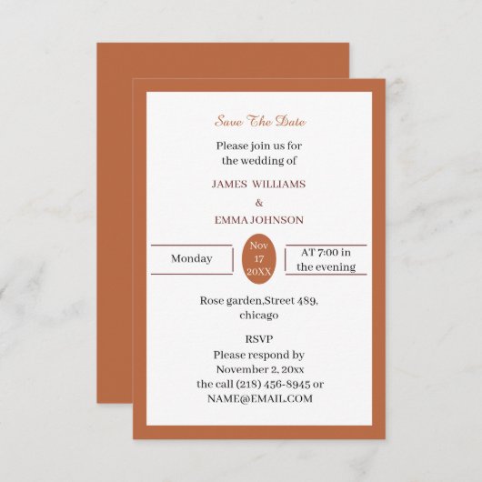 シンプル薄い茶パーソナライズされた色 セーブザデート (正面/裏面)