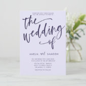 シンプル薄紫と紫の書結婚道 招待状 (スタンド正面)