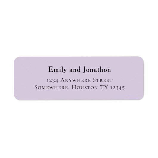 シンプル薄紫の結婚差出人住所 ラベル (正面)