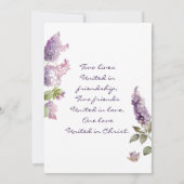 シンプル薄紫花クリスチャン結婚ズ 招待状 (裏面)