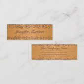 シンプル薄茶色の木目テクスチャフローラ縁ど3 スキニー名刺 (正面/裏面)