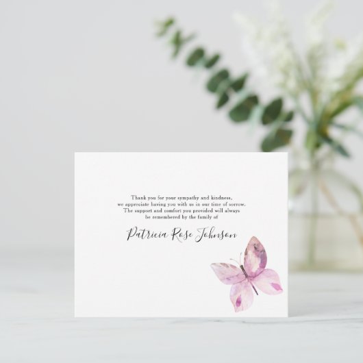 シンプル蝶々葬儀記念碑ありがとう サンキューカード (スタンド正面)