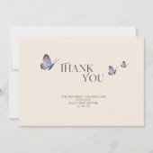 シンプル蝶とワイルドフラワーベビーシャワー サンキューカード (正面)