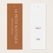 シンプル衣料品テラコッタディスプレつるイプライスラベル (正面&裏面)