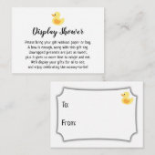 シンプル表示赤ちゃんシャワーギフトカード、ラバーダック エンクロージャーカード (正面/裏面)