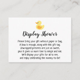 シンプル表示赤ちゃんシャワーギフトカード、ラバーダック エンクロージャーカード