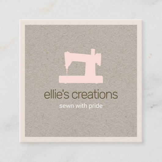 シンプル裁縫ピンクマシンSeamstress Kraft スクエア名刺 (正面)