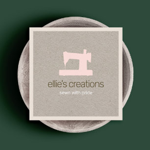 シンプル裁縫ピンクマシンSeamstress Kraft スクエア名刺