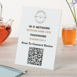 シンプル製ロカスタムゴQRコードWifi詳細 台座サイン
