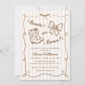 シンプル西素朴ブーツまたは弓ジェンダーの明かす 招待状 (正面)