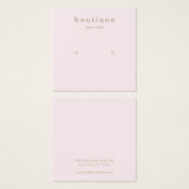 シンプル角型ピンクスタッドイヤリングディスプレイカード (正面&裏面)