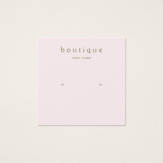 シンプル角型ピンクスタッドイヤリングディスプレイカード (正面)