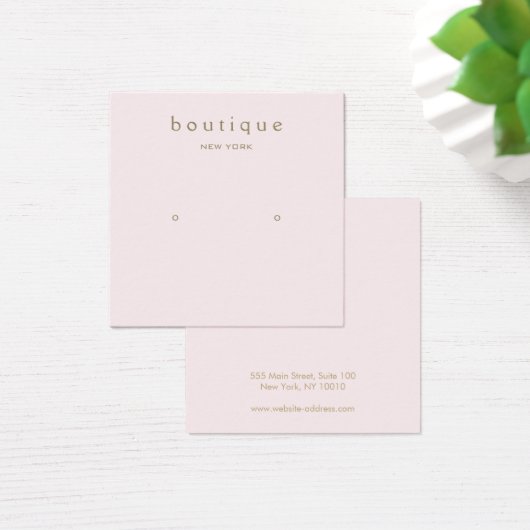 シンプル角型ピンクスタッドイヤリングディスプレイカード (デスク)