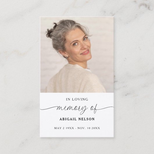 シンプル記念エレガント祈りの言葉写真 名刺 (正面)