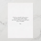 シンプル記念ホイル結婚カード 箔招待状 (裏面)