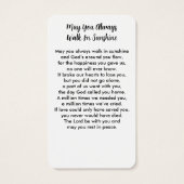 シンプル記念モダン写真悔やみや弔慰祈りの言葉カード (裏面)