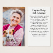 シンプル記念モダン写真葬式祈りの言葉カード (正面&裏面)