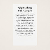 シンプル記念モダン写真葬式祈りの言葉カード (裏面)