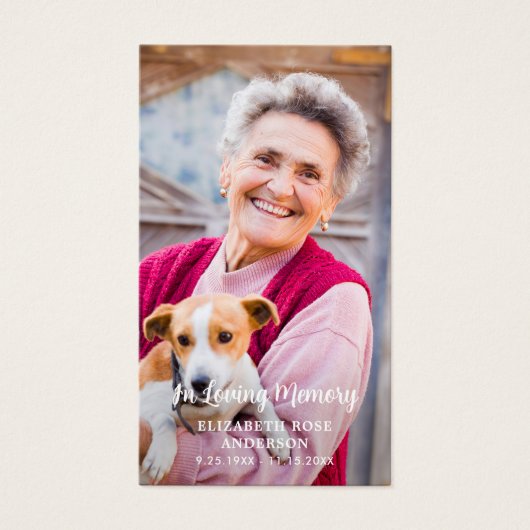 シンプル記念モダン写真葬式祈りの言葉カード (正面)