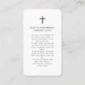 シンプル記念モダン祈りの言葉写真 名刺 (裏面)