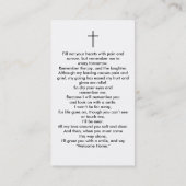 シンプル記念写真悔やみや弔慰葬儀祈りの言葉カード 名刺 (裏面)