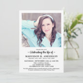 シンプル記念写真葬儀お祝い 招待状 (スタンド正面)