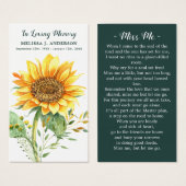 シンプル記念日花葬儀祈りの言葉カード (正面&裏面)