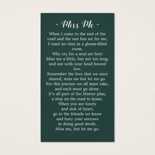 シンプル記念日花葬儀祈りの言葉カード (裏面)