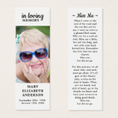 シンプル記念歌葬儀祈りの言葉しおり (正面&裏面)