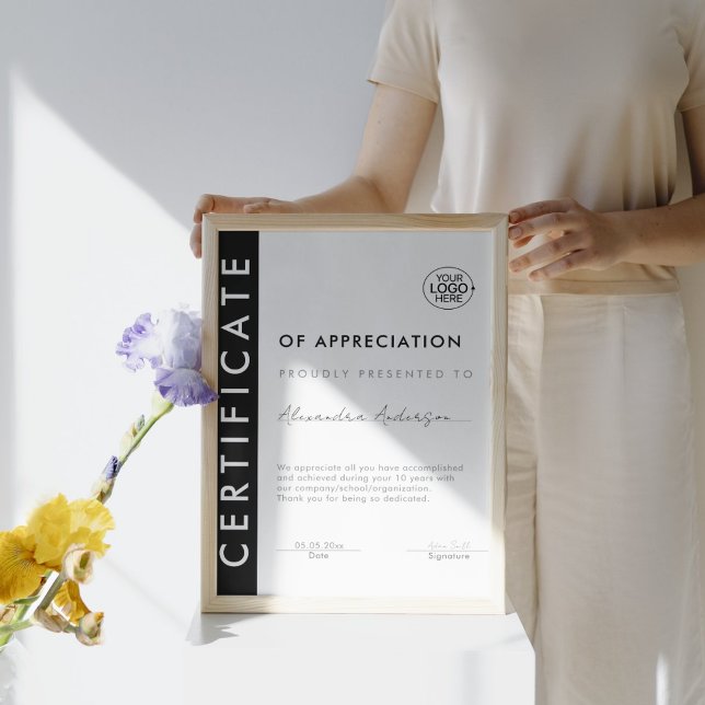 シンプル証授与白黒事業ロゴ (Simple Certificate Award Black White Business Logo)