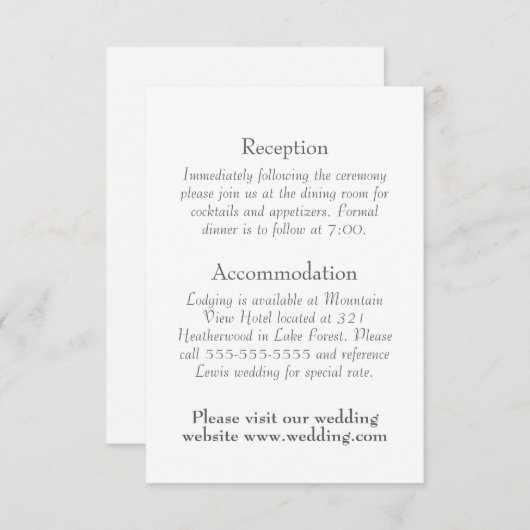 シンプル詳細ミニマル、文字のみ結婚の エンクロージャーカード (正面/裏面)