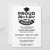 シンプル誇りを持ったモダン母及びパパ卒業パーティー 招待状 (正面)