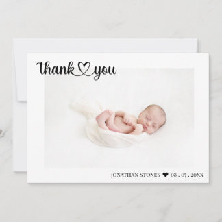 シンプル誕生のお知らせスクリプトハート サンキューカード