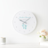 シンプル誕生メントブルー大切フットプリントズ ラージ壁時計 (ホーム)