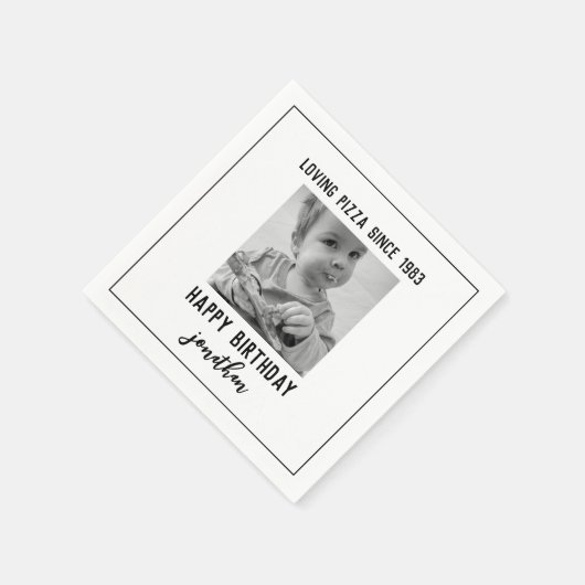 シンプル誕生日おもしろいフォトナプキンス スタンダードカクテルナプキン (角)