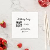 シンプル誕生日パーティーWebサイトバーコードQR追加の名前 スタンダードカクテルナプキン (インサイチュ)