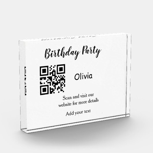 シンプル誕生日パーティーwebサイトバーコードQR追加の名前  フォトブロック (左)