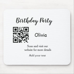 シンプル誕生日パーティーwebサイトバーコードQR追加の名前 マウスパッド