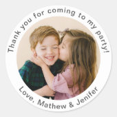 シンプル誕生日写真 ラウンドシール (正面)