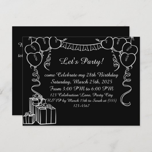 シンプル誕生日招待状はがき ポストカード (正面/裏面)