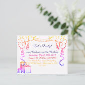 シンプル誕生日招待状はがき ポストカード (スタンド正面)