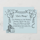 シンプル誕生日招待状 ポストカード (正面/裏面)