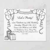 シンプル誕生日招待状 ポストカード (正面)