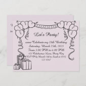 シンプル誕生日招待状 ポストカード (正面/裏面)