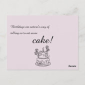 シンプル誕生日招待状 ポストカード (裏面)