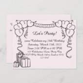 シンプル誕生日招待状 ポストカード (正面/裏面)