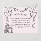 シンプル誕生日招待状 ポストカード (正面)