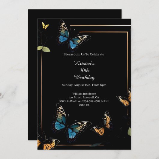 シンプル誕生日招待状 招待状 (正面/裏面)