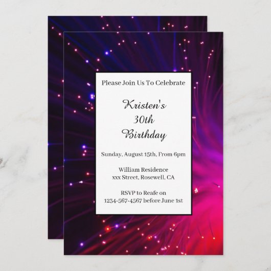 シンプル誕生日招待状 招待状 (正面/裏面)